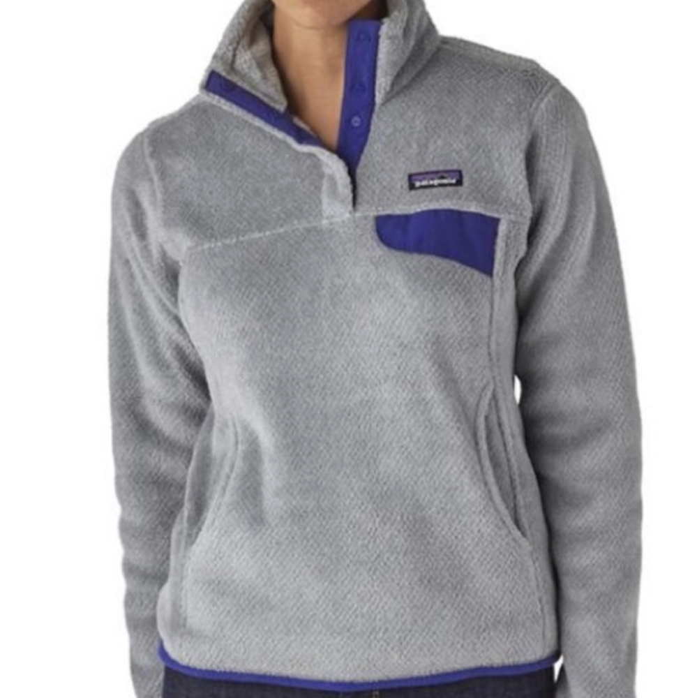 Women's Patagonia Re-Tool Snap-T Fleece Pullover in Gray Blue Sz XS